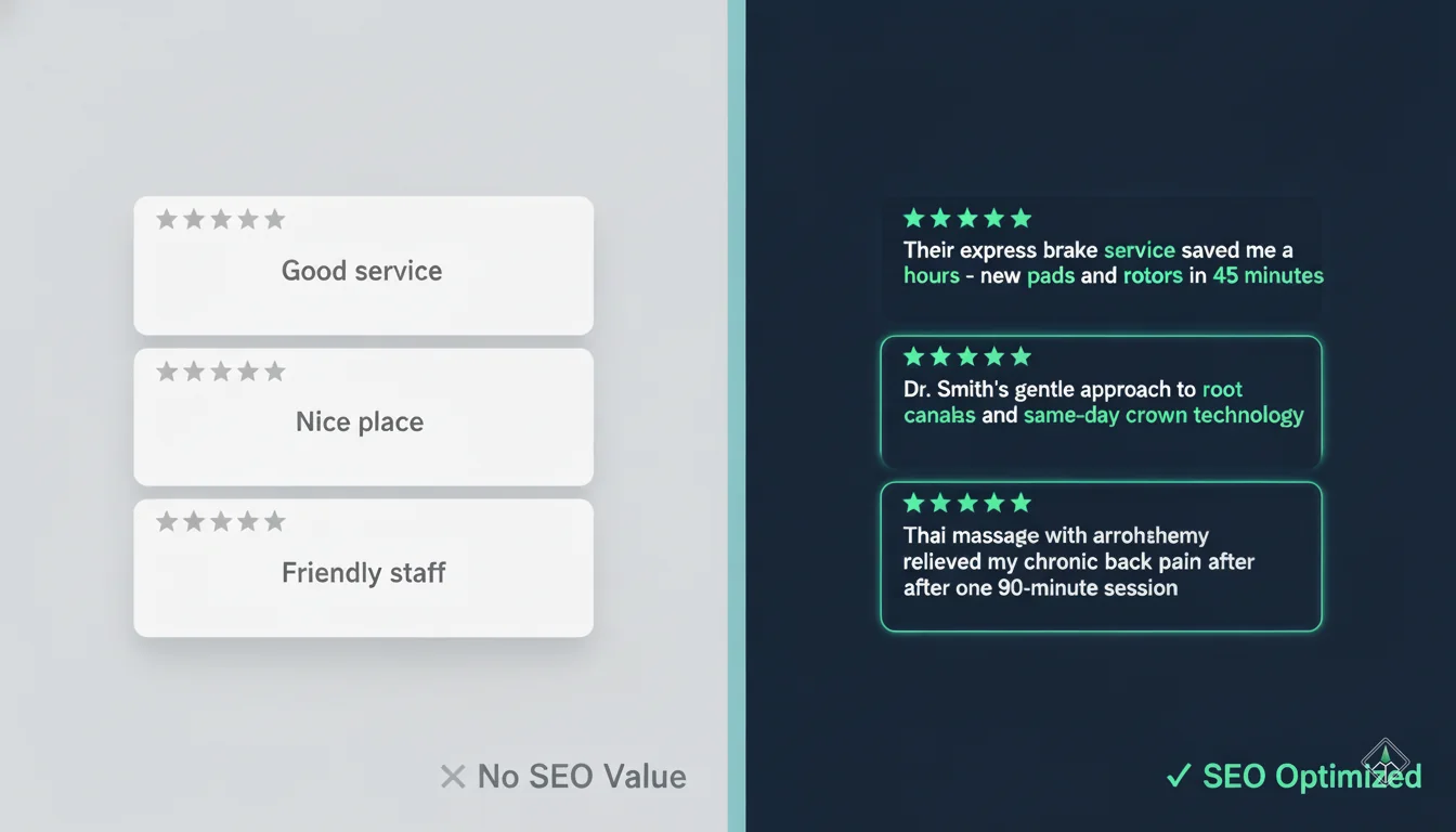 Generic vs Optimized Reviews Comparison - MapLift AI